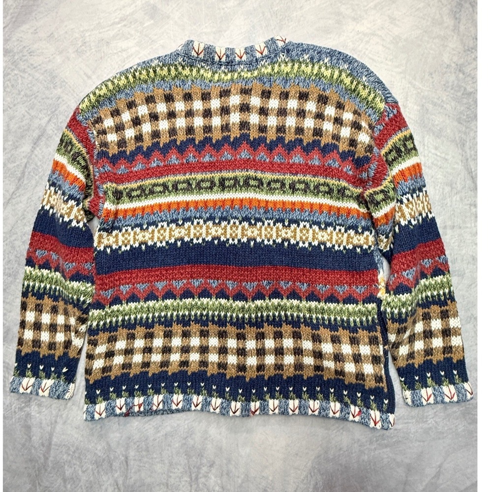 Vintage Chunky Sweater Farm Harvest Rooster Heavy Knit Cardigan sz L - Picture 2 of 12